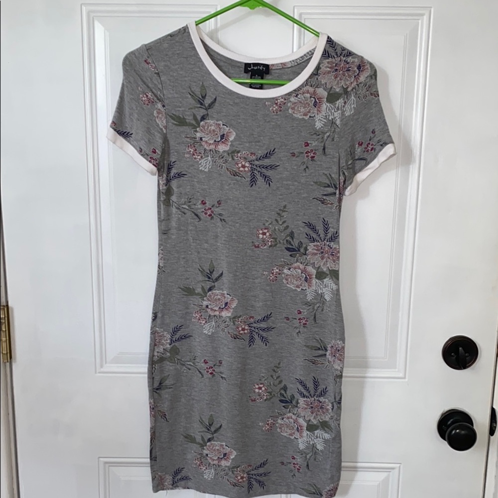 Justify Gray and Pink Floral Mini Dress